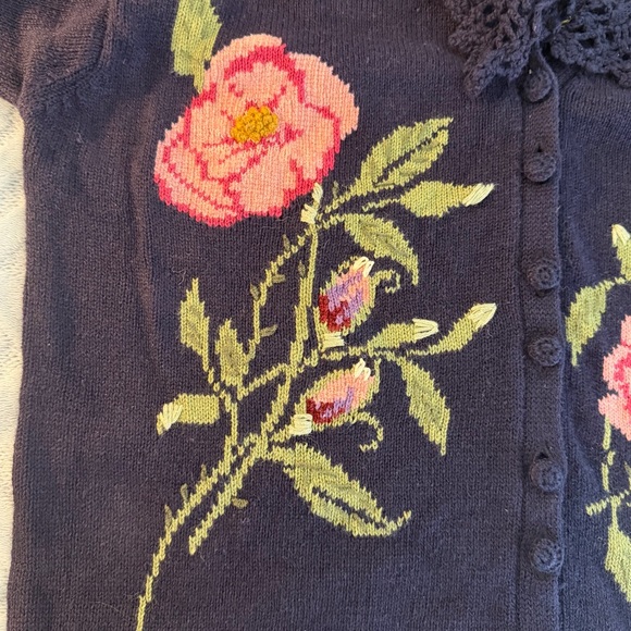 Vintage 90s Susan Bristol Floral Embroidered Cardigan L Cottagecore Grannycore - Picture 10 of 15